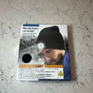 New In Box Brookstone LED Beanie Black Knit Hat Winter Sealed